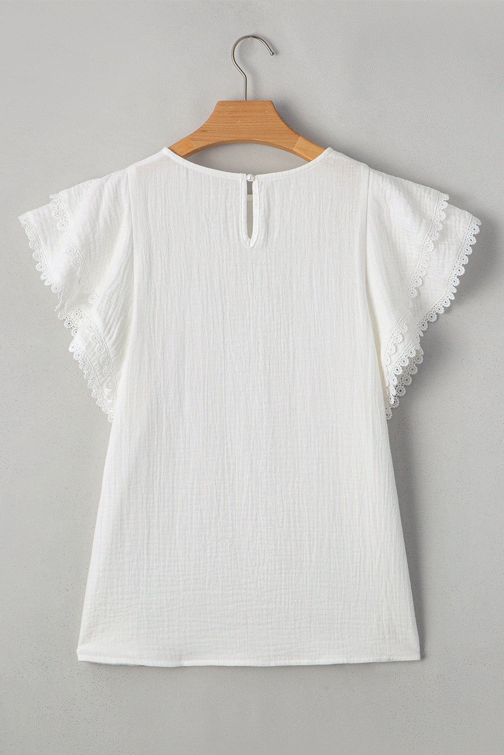 White Crinkled Layered Ruffled Flutter Sleeve Blouse